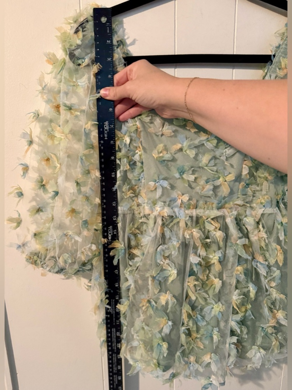 JODIFL Women’s Sheer Dramatic Puff Sleeve Babydoll Fairy Whimsy Green, Size S - Picture 8 of 9